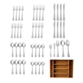 thumbnail image 1 of Mainstays Splendent 46 Piece Stainless Steel Flatware Set with Wooden Tray Organizer, Silver Tableware, 1 of 9