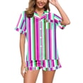 thumbnail image 2 of GDREDA Ensemble de Pyjama pour Femmes 2 Pcs Ensembles de Pyjama pyjamas pour Femmes Tigre Floral Imprimé Graphique Chemise à Boutons à Manches Courtes et Short Ensemble de Pyjama Femmes Ensembles de Pyjama pyjamas Violet,TTG, 2 of 5