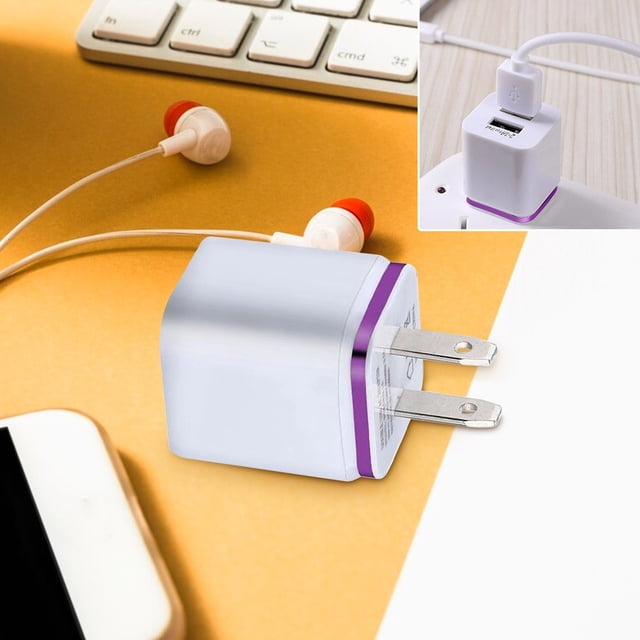 EGNMCR Double Port USB Wall Plug Brick Charging Box Adapter Double USB Charger Block USB Wall Charger With Smart Charging Cell Phone Wall Chargers For Travel charging Plug