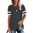thumbnail image 5 of T-shirt Basique Tricoté d'Été Uni pour Femme, Coton Décontracté, Manches Courtes, Tee-Shirts, Hauts pour Femme, 5 of 5