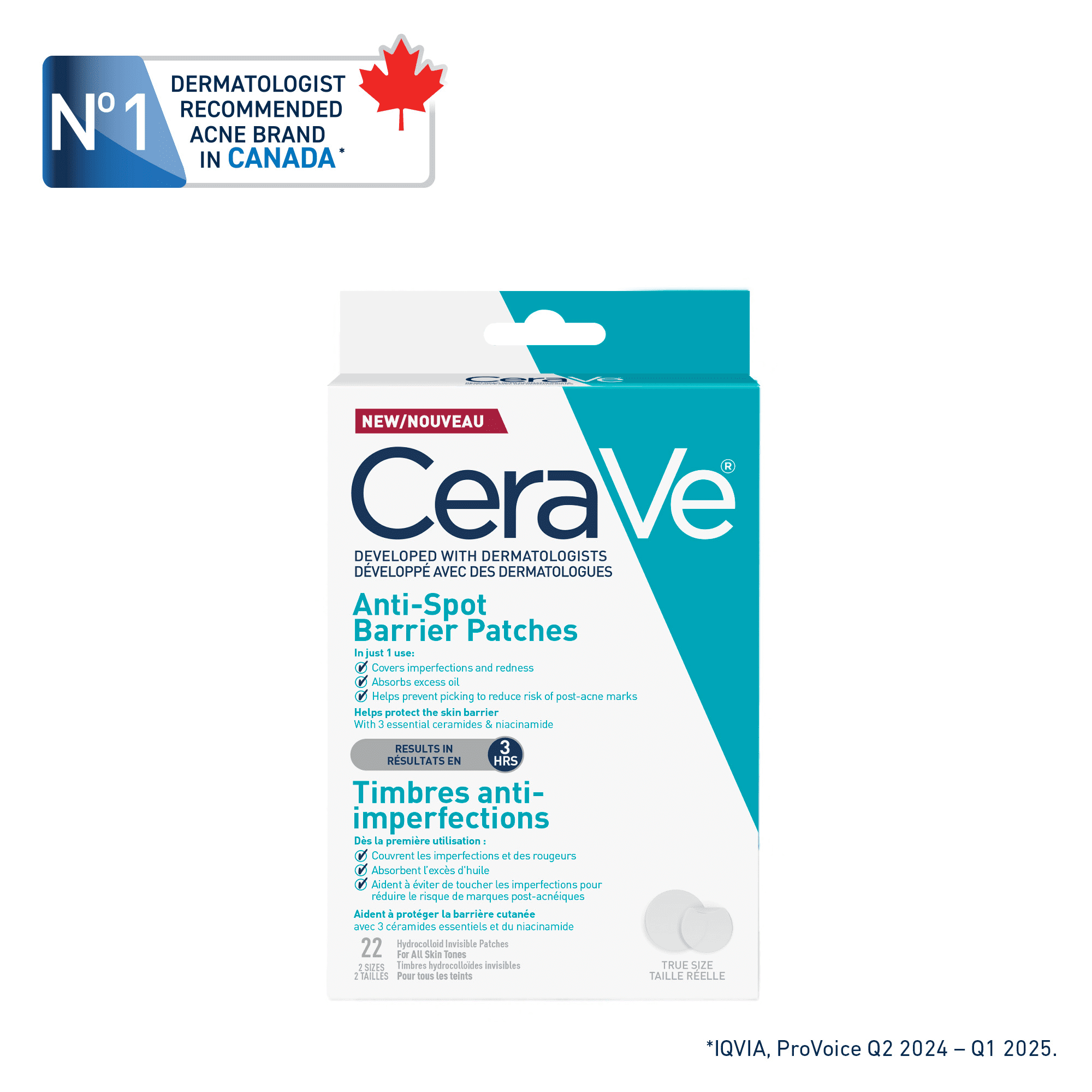 CeraVe Timbres Anti-Spot Barrière, Pansements Hydrocolloïdes Invisibles avec Céramides et Niacinamide