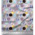 thumbnail image 1 of Soimoi Gray Poly Georgette Fabric Diagonal Stripe & Cookies Food Print Sewing Fabric Yard 42 Inch Wide, 1 of 1