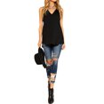 thumbnail image 5 of Women V Neck Sleeveless Asymmetric Hem Solid Color Tank Top, 5 of 5