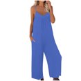 thumbnail image 1 of RKSTN Jumpsuits for Women 2024 V Neck Sleeveless Jumpsuits Spaghetti Straps Solid Color Loose Plus Size Long Pants Rompers with Pockets, 1 of 4