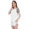 thumbnail image 4 of Inkmeso Solid 2 Pc Nightwear Set For Women Raglan Sleeves Button-Down Top & Shorts Sleepwear-55, 4 of 7