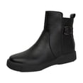 thumbnail image 1 of jovati Chaussures pour Femmes Bout Pointu Couleur Unie Chaudes à Fermeture Éclair Décontractées Rétro Talon Bas Couture Mode Bottines à Boucle de Ceinture, 1 of 9