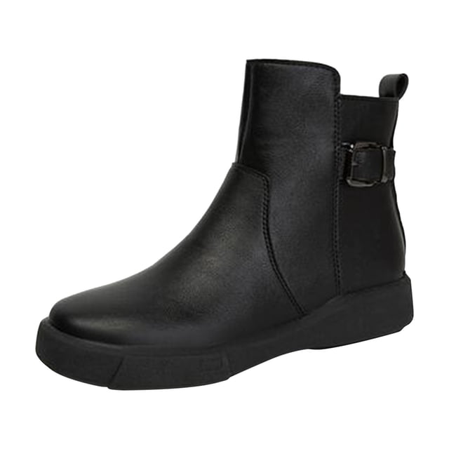 jovati Chaussures pour Femmes Bout Pointu Couleur Unie Chaudes à Fermeture Éclair Décontractées Rétro Talon Bas Couture Mode Bottines à Boucle de Ceinture. Ces Bottines Noires Présentent un design à Bout Pointu, Matériau Supérieur en PU Uni, et une Semelle en Caoutchouc. les Bottes Incluent une Fermeture Éclair Latérale pour un Enfilage Facile, une Boucle de Ceinture Décorative, et une Hauteur de Talon Bas de 1-3 cm. Convenant aux occasions Décontractées, Elles Allient style Rétro avec Confort Moderne.