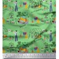 thumbnail image 1 of Soimoi Poly Georgette Fabric Tropical Leaves,Leopard & Girl Scene Printed Fabric 1 Yard 42 Inch Wide, 1 of 3