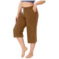 thumbnail image 2 of JIUKE Capri Pants for Women Elastic Waisted Drawstring Summer Lounge Cropped Sweatpants with Pockets, 2 of 7