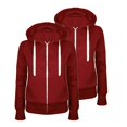 thumbnail image 1 of Vestes à Capuche pour Femmes, Lot de 2, Vestes Décontractées à Fermeture Éclair, Vestes en Molleton à Fermeture Éclair Complète à l'Avant et Capuche, Hiver, Légères, Manches Longues, Chandails à Capuche, Chandail, Manteau, Vêtement d'Extérieur, C-Wine L, 1 of 3