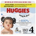 thumbnail image 1 of Huggies Snug & Dry Baby Diapers, Size 4 (22-37 lbs), 180 Count, 1 of 9