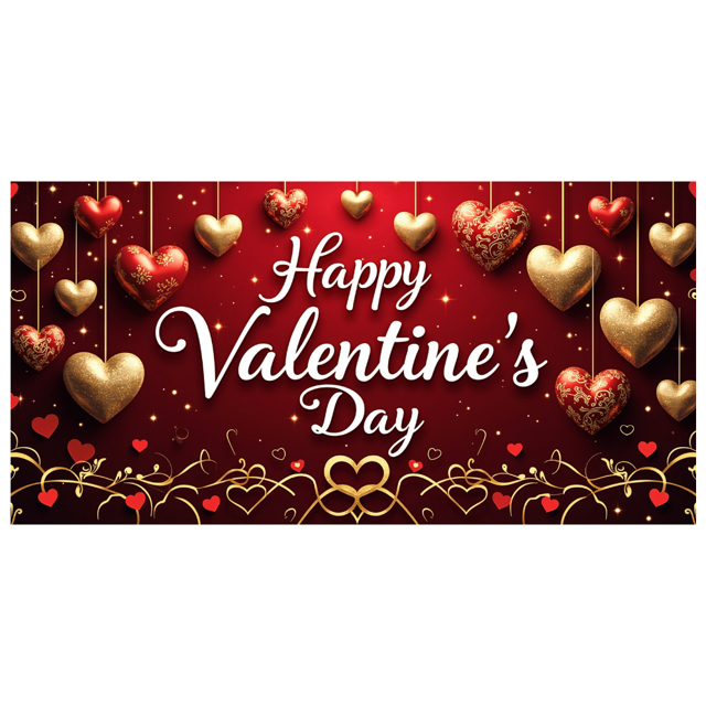 Valentine's Day Party Decoration Banner Heart Design Backdrop Event Photo Props Love Celebration Romance Gift Box Background