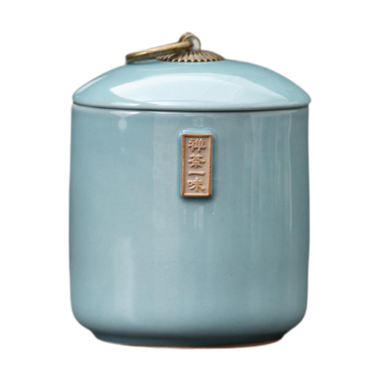 Luzkey Bocal de Rangement en Céramique pour Thé Récipient Centre de Table Réservoir Décoration Maison Boîte à Thé avec Couvercle Hermétique pour Bonbons Noix Garde-Manger Bleu