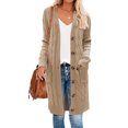 thumbnail image 3 of FOCUSNORM Women Juniors Cardigan, Solid Color Long Sleeve Sweater Coat with Pockets, 3 of 5