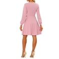 thumbnail image 3 of INSPIRE CHIC Robe de Travail pour Femme à Manches Longues avec Boutons Contrastants L Rose, 3 of 6