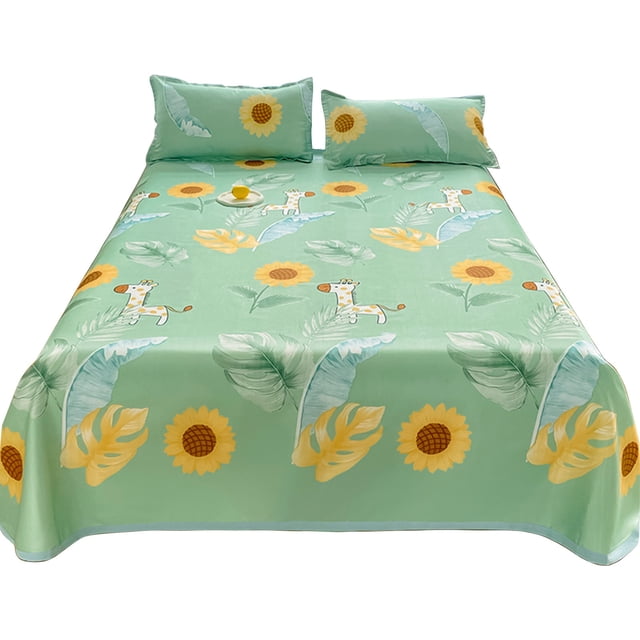 Bed Sheets Full Ice Silk Bedding Three Piece Set Breathable Soft Bed Sheet Luxurious Silk Bed Sheet and Pillowcase Realistic and Interesting Patterns Bedding Sets Full