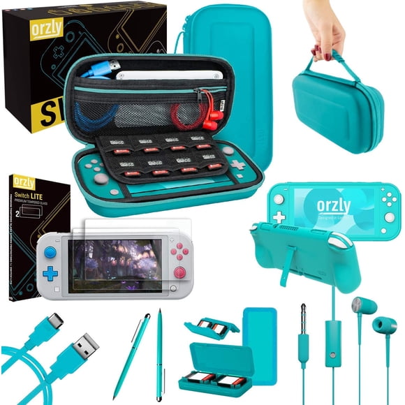 Orzly Ensemble d'Accessoires Switch Lite - Étui et Protecteur d'Écran pour Bleu