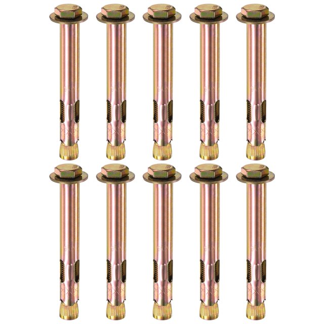 10-Pack Hex Expansion Bolt, M12x120mm Colored Galvanized Iron-Carbon Steel External Hex Expansion Bolts