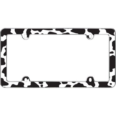 Cruiser Accessories Cow Print License Plate Frames, Black/White
