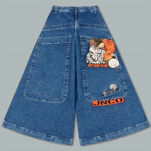 JNCO Vêtements jeans Amples Y2K Harajuku Motif Brodé Vintage Mode Urbaine Goth Taille Haute Mode Hommes Femmes jeans à Jambe Grand ZR