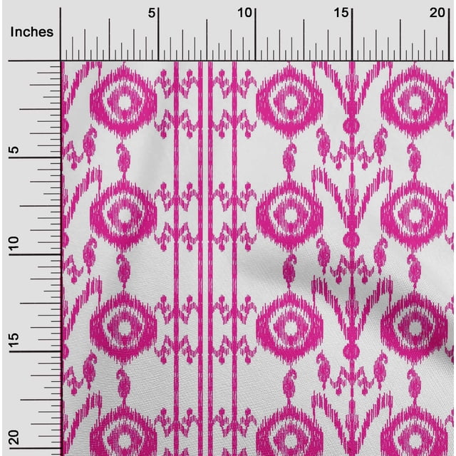 oneOone Polyester Lycra Fabric Paisley|Stripe & Circle Ikat Printed Craft Fabric BTY 56 Inch Wide