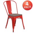 thumbnail image 4 of 4 Pk. Red Metal Stackable Chair with Wood Seat, 4 of 9