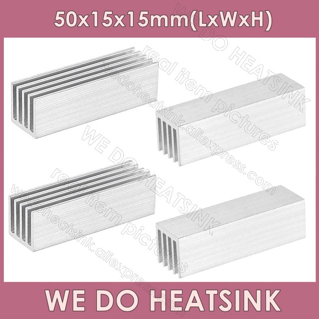 50x15x15mm Without or With Thermal Pad Electronic Radiators Heatsink for GPU IC LED Chip Cooling Silver Without Pad 2pcs