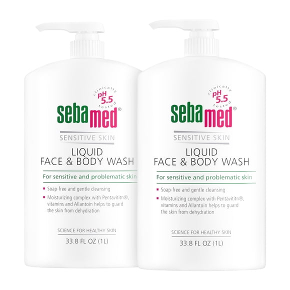 Sebamed Paraben-Free Face and Body Wash With Pump for Sensitive and Delicate Skin pH 5.5 Ultra Mild Dermatologist Recommended Cleanser 33.8