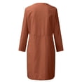 thumbnail image 5 of Daiosportswear Robe en Lin et Coton pour Femmes, Robe Chemise à Boutons à Manches Longues, Col Rond, Robe Habillée Décontractée Mini avec Robe Femme, Robes pour Femmes Brun 3X-Grand (TTTG), 5 of 5