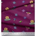 thumbnail image 2 of Soimoi Rayon Fabric Planet,Animal & Spaceship Cartoon Print Fabric by The Yard 56 Inch Wide, 2 of 3