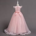 thumbnail image 4 of Économies à Durée Limitée, Robe d'Été pour Fille, Sans Manches à Volants en Dentelle, Broderie à Col Rond, Jupe Princesse en Tulle avec Nœud, Décontractée pour Fête, Tenue de Festival, Légère, Respirante, Âge 4-12/100 % Polyester, Rose, 4 of 8