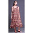 thumbnail image 2 of Bimba Robe de Nuit Mi-Mollet pour Femmes en Coton Imprimé Sans Manches, Brun Rose Foncé, 3 Feuilles Monstera, Maxi, Très Grande, 2 of 6