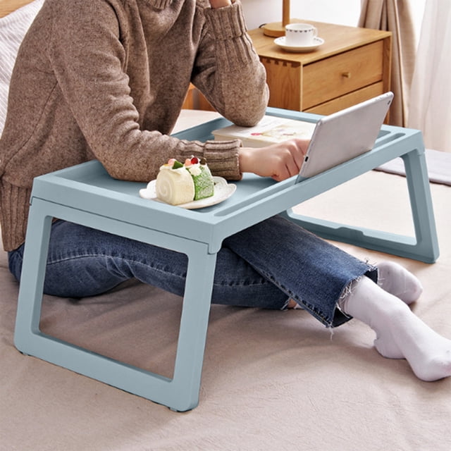 Jubipavy Table Pliante en Plastique sur Lit Table d'Ordinateur Pliable Bureau de Rangement