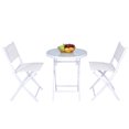 thumbnail image 2 of Costway 3pcs Folding Bistro Table Chairs Set Garden Backyard Patio Furniture White, 2 of 8