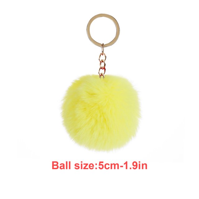 Fuzzy Ball Keychain Supple Comfortable Lovely Key Rings Adorable Practical Key Chains Women for Children Adults Elderly Students Yellow 5cm