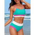 thumbnail image 3 of Scoop Neck Bikini Sets for Womens Adjustable Straps Bathing Suit High Waisted Two Piece Swimsuit, 3 of 7