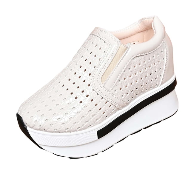 Wensltd Chaussures à Plateforme pour Femmes, Décontractées, Polyvalentes, à Semelle Épaisse, à Talon Compensé, Été et Automne, Confortables pour la Marche