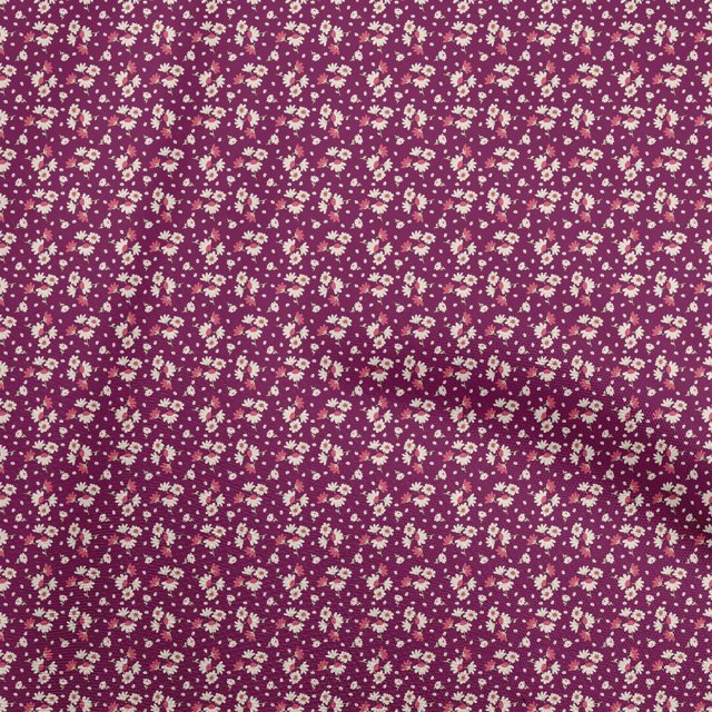 oneOone Coton Flex Foncé Magenta Tissu Asiatique Rétro Floral Robe Tissu Tissu Imprimé par la Cour 40 Pouces de Large