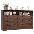 thumbnail image 4 of BeesClover 55 Inch Large Wooden Dresser with 6 Drawers & LED Lights - Multi-Functional TV Stand for Bedroom, Power Outlet, Wide Storage Cabinet, 4 of 9