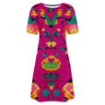 thumbnail image 4 of Ovzne Robes Grande Taille pour Femmes aux Formes Robe d'Été Mode pour Femmes Robe à Col Rond à Manches Courtes Imprimée Robe Chandail Robe Maxi Grande Taille à Manches Courtes Liquidation, 4 of 5