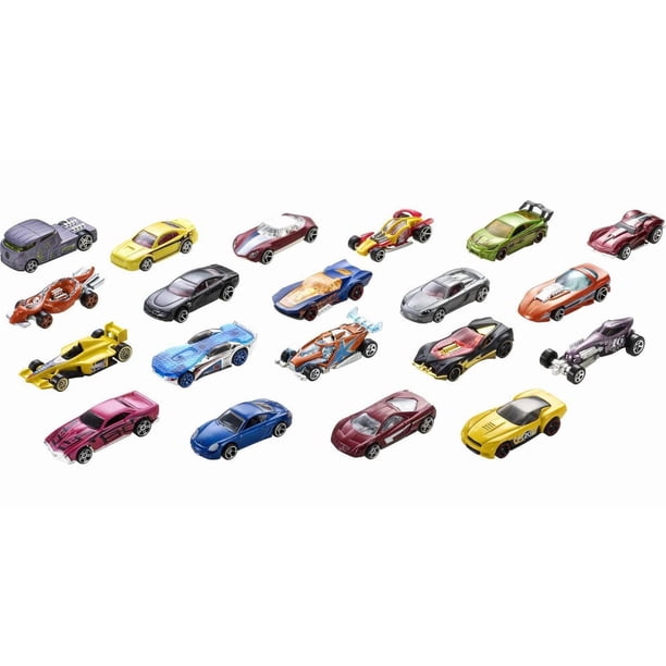 Hot Wheels Set of 20 Toy Sports & Race Cars in 1:64 Scale