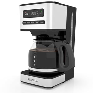 REVOTRA 12-Cup Programmable Coffee Maker, Regular & Strong Brew Drip Coffee Machine, 1-4 Cup and Ice Coffee Setting, 24H Timer, Auto Shut-Off, Keep Warm,