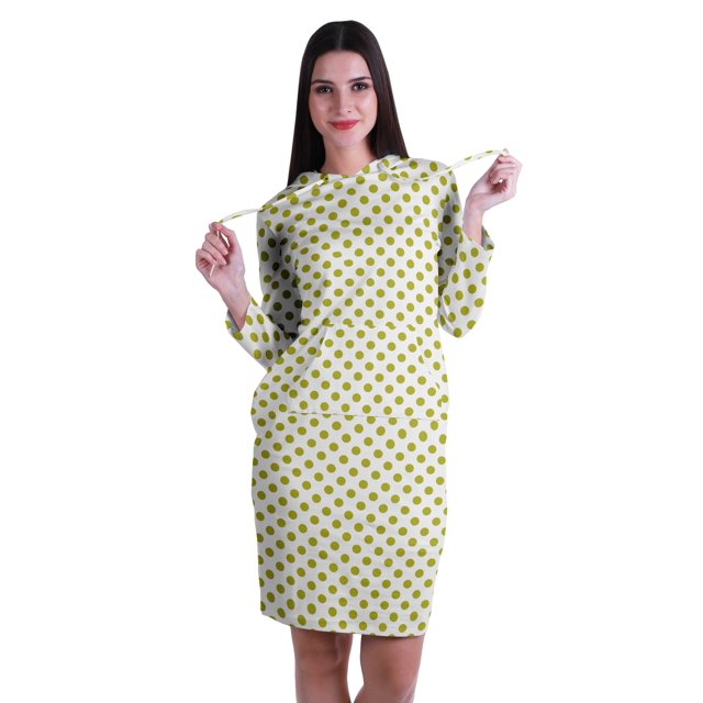 Moomaya Chandail à Capuchon à Manches Longues Imprimé, Robe T-Shirt en Jersey avec Poches