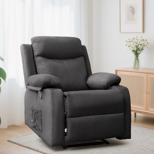 Lnsenfin Manual Small Recliner Chair for Small Spaces Linen Living Room,Darkgrey
