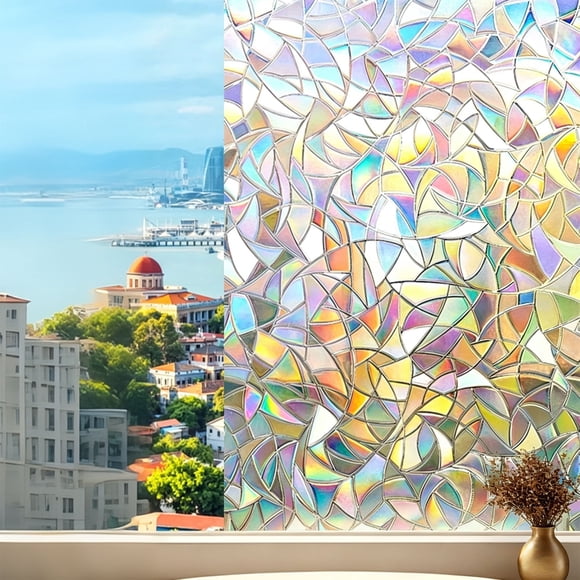 EGNMCR Tools&Home Improvement Prisms Window Film Sun Blocking Rainbows Crystal Grids Privacys Window Cover Decorative Statics Cling Stained Glass Vinyl for Home Bathroom Office Plastics Window Film