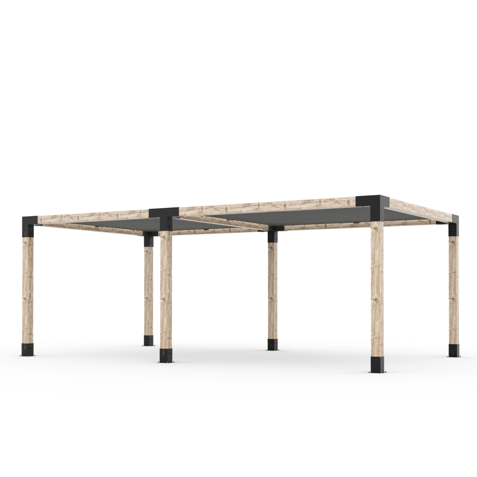 Kit Toja 12' x 22' Double Pergola avec 2 voiles d’ombre pour poteaux en bois 6x6