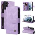thumbnail image 1 of Case for Samsung Galaxy S21 5G Cover Zipper Pocket Wallet Case Magnetic Protective - Purple, 1 of 5