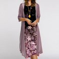 thumbnail image 3 of TopLLC Womens Summer Dresses Ensemble Deux Pièces à Imprimé Floral Flowy Chiffon Dress Grande Taille Col Rond Sans Manches Dress Invité de Mariage, 3 of 5