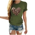 thumbnail image 2 of Soki T-Shirts Décontractés pour Femmes à Imprimé Léopard, Col Rond, Manches Courtes, 2 of 5