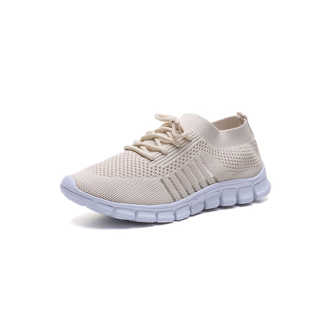 UKAP Espadrilles pour Femmes à Bout Rond Espadrilles Couleur Unie Ballerines Confortables pour Femmes Beige 7